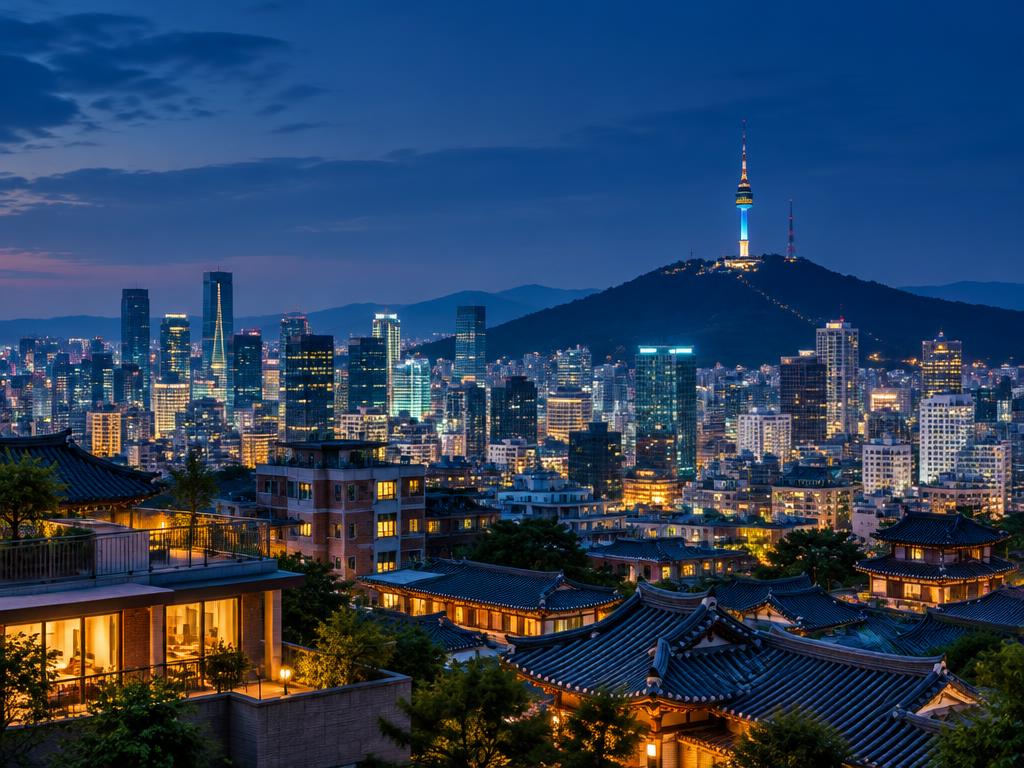 Vista nocturna de Seúl